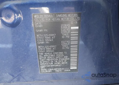 2017 Nissan Rogue Sv from USA, damaged, VIN KNMAT2MT3HP538027